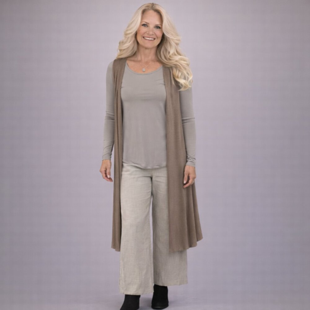Flowy Sweater Vest | Taupe Modal